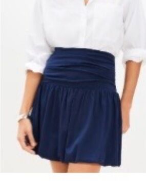 LOFT Navy Bubble Hem Skirt